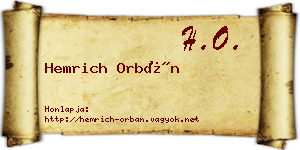 Hemrich Orbán névjegykártya